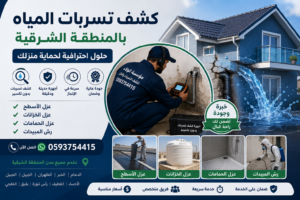 فني من مؤسسة الولاء يستخدم جهاز كشف تسربات المياه بدون تكسير في المنطقة الشرقية بالمملكة العربية السعودية.